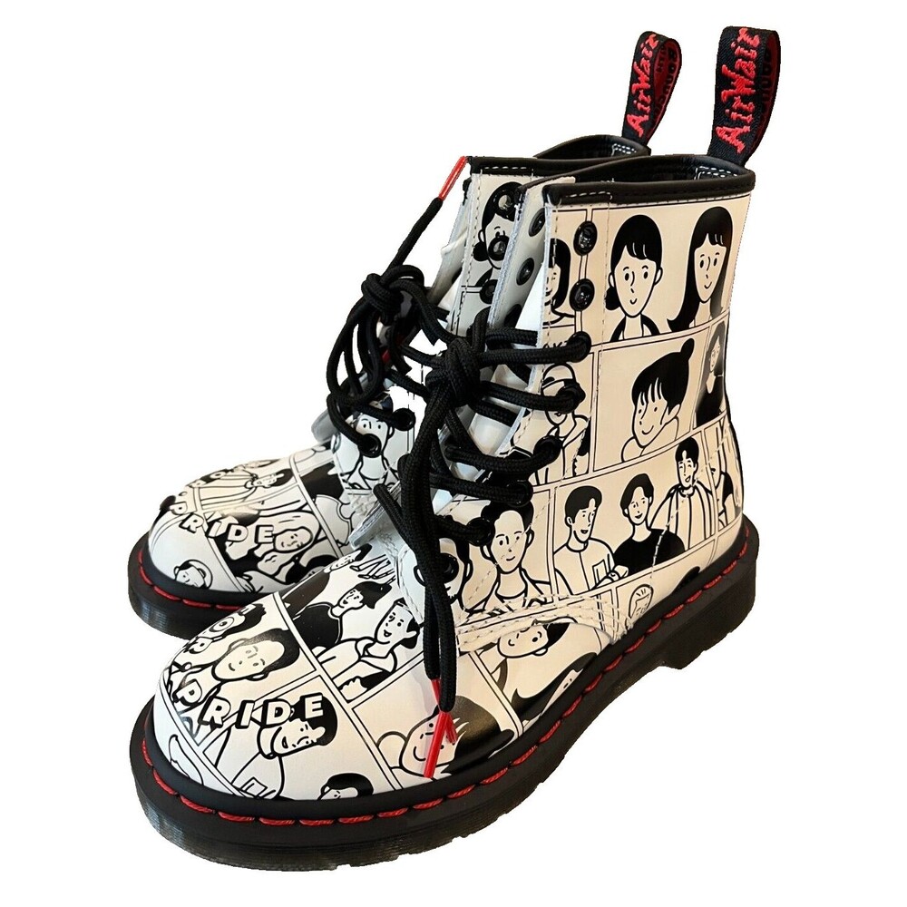 Dr. Martens Boots 1460 For Pride Fuyuki Kanai Women's Size 5 Black White NEW Doc